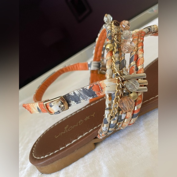 UNIONBAY Flat Sandal (Women), Orange/Grey/Cream, Size: 6 M US - Picture 7 of 16